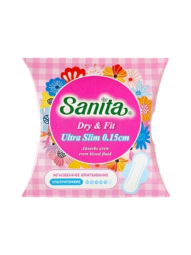 SANITA Dry&Fit Ultra Slim Супервпитывающие ультратонкие гигиенические прокладки 24.5 см, 1шт