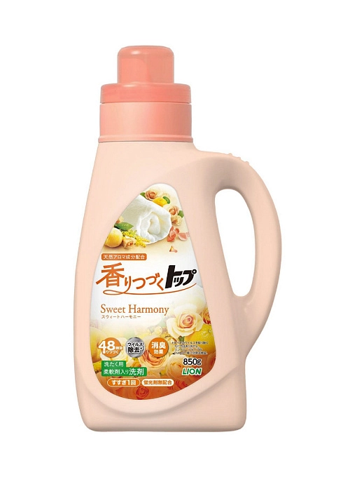 LION Top Sweet Harmony Жидкое средство для стирки белья со сладким цветочным ароматом, 850 мл