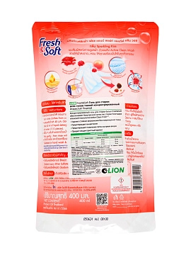 LION Fresh&Soft Гель концентрированный для стирки всех типов тканей "искристый поцелуй", 400 мл LION Fresh&Soft Гель концентрированный для стирки всех типов тканей "искристый поцелуй", 400 мл