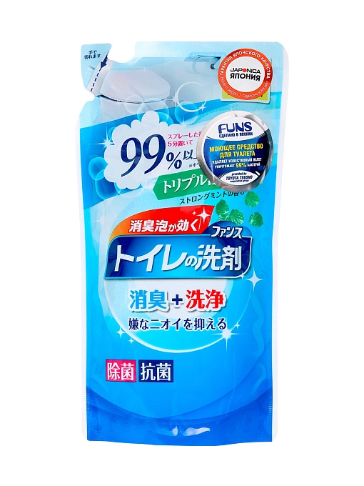FUNS Средство моющее для туалета с ароматом мяты (сменный блок), 330 мл FUNS Средство моющее для туалета с ароматом мяты (сменный блок), 330 мл