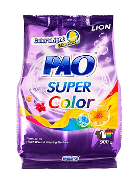 LION Pao Super Color Антибактериальный порошок для стирки цветного белья, 900 г