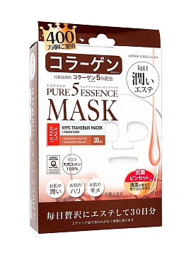 JAPAN GALS Pure5 Essence Курс тканевых масок для лица с коллагеном, 30 шт
