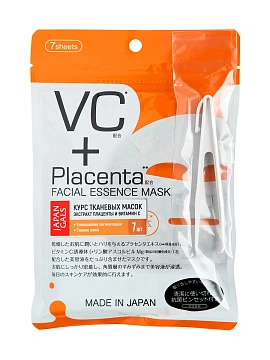 JAPAN GALS Placenta + Курс тканевых масок для лица с плацентой и витамином C, 7 шт JAPAN GALS Placenta + Курс тканевых масок для лица с плацентой и витамином C, 7 шт