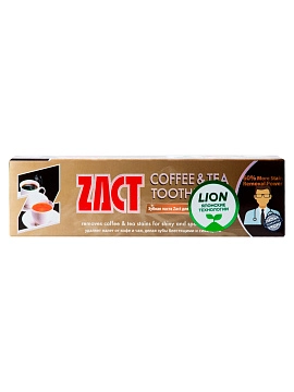 LION Zact Паста зубная отбеливающая от чайного и кофейного налета, 100 г