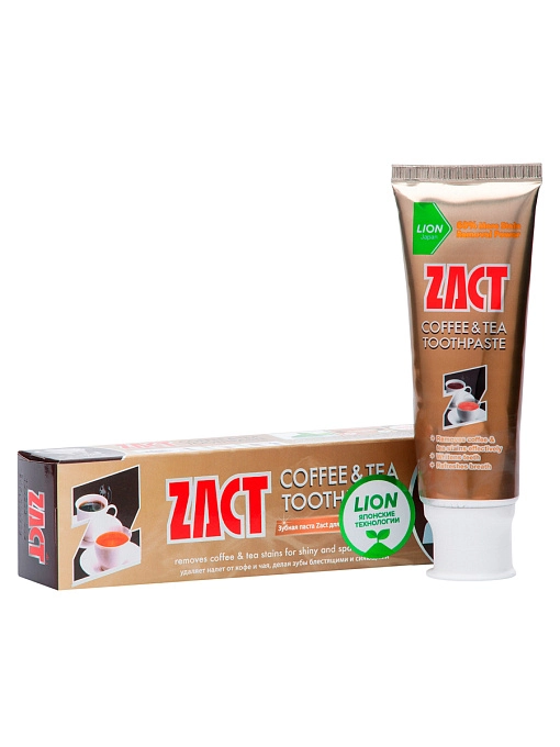 LION Zact Паста зубная отбеливающая от чайного и кофейного налета, 100 г