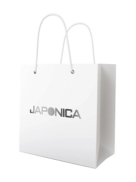 JAPONICA Пакет подарочный, белый, с серебристым логотипом 20*20*10