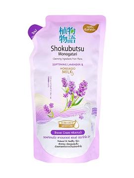 LION Shokubutsu Monogotari Крем-гель для душа «лаванда с молоком» (сменный блок), 500 мл LION Shokubutsu Monogotari Крем-гель для душа «лаванда с молоком» (сменный блок), 500 мл
