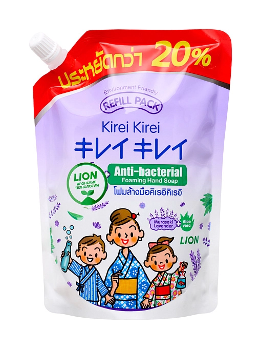 LION Kirei Kirei Мыло-пена для рук "нежная лаванда" (сменный блок), 450 мл