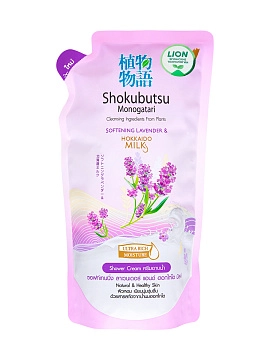 LION Shokubutsu Monogotari Крем-гель для душа «лаванда с молоком» (сменный блок), 500 мл LION Shokubutsu Monogotari Крем-гель для душа «лаванда с молоком» (сменный блок), 500 мл