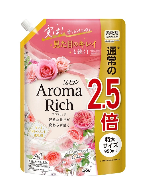 LION Aroma Rich Diana кондиционер-ополаскиватель для белья, 950 мл