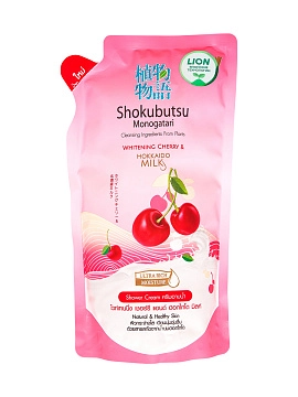 LION Shokubutsu Monogotari Крем-гель для душа «вишня с молоком» (сменный блок), 500 мл LION Shokubutsu Monogotari Крем-гель для душа «вишня с молоком» (сменный блок), 500 мл