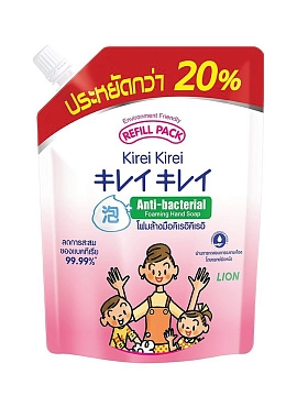 LION Kirei Kirei Мыло-пенка антибактериальная для рук "воздушное мыло" (сменный блок), 450 мл