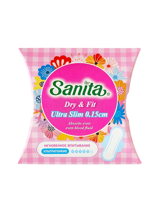 SANITA Dry&Fit Ultra Slim Супервпитывающие ультратонкие гигиенические прокладки 24.5 см, 1шт