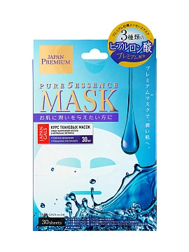 JAPAN GALS Pure5 Essence Premium Курс тканевых масок для лица c тремя видами гиалуроновой кислоты, 30 шт