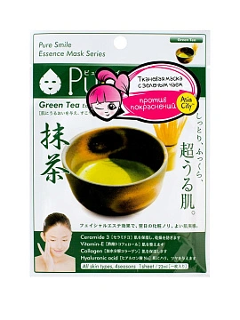 SunSmile Essence Маска для лица успокаивающая с экстрактом зеленого чая, 1 шт