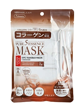 JAPAN GALS Pure5 Essence Маска - Разглаживание морщин, с коллагеном (7 шт)