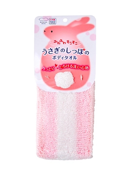 MARNA Rabbit Tail Мочалка-полотенце для тела розовая, мягкая 1 шт