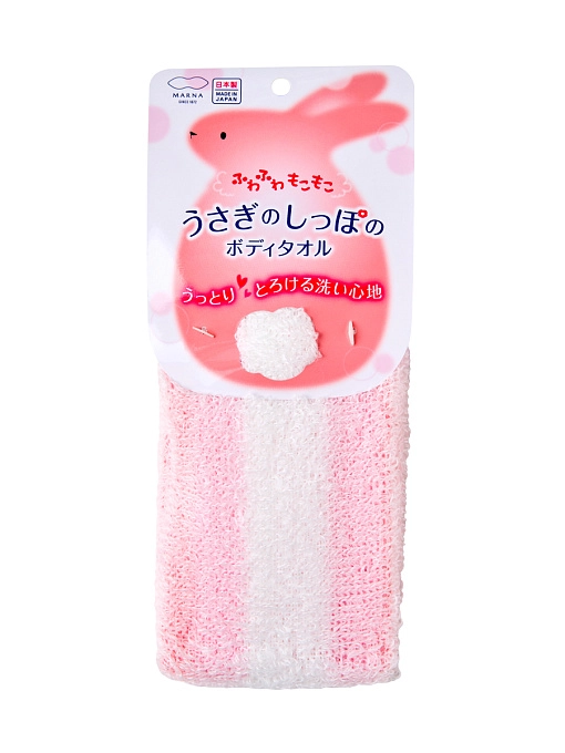 MARNA Rabbit Tail Мочалка-полотенце для тела розовая, мягкая 1 шт MARNA Rabbit Tail Мочалка-полотенце для тела розовая, мягкая 1 шт