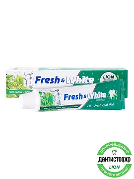 LION Fresh&White Паста зубная для защиты от кариеса со вкусом прохладной мяты, 160 г