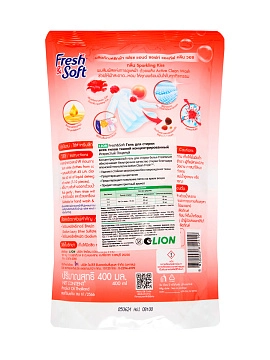 LION Fresh&Soft Гель концентрированный для стирки всех типов тканей "искристый поцелуй", 400 мл LION Fresh&Soft Гель концентрированный для стирки всех типов тканей "искристый поцелуй", 400 мл