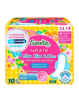 SANITA Soft&Fit Ultra Slim Ультратонкие гигиенические прокладки 24.5 см, 10 шт SANITA Soft&Fit Ultra Slim Ультратонкие гигиенические прокладки 24.5 см, 10 шт