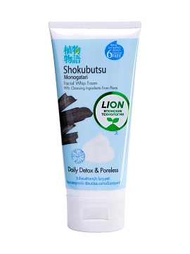 LION Shokubutsu Пенка-детокс для умывания с углём, 100 г