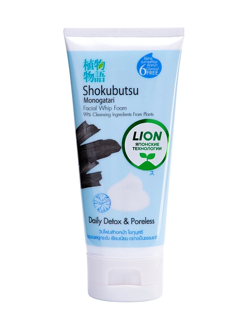 LION Shokubutsu Пенка-детокс для умывания с углём, 100 г