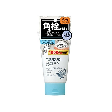 Tsururi Пенка-скраб для глубокого очищения кожи с французской белой глиной и японским маннаном, 120 г