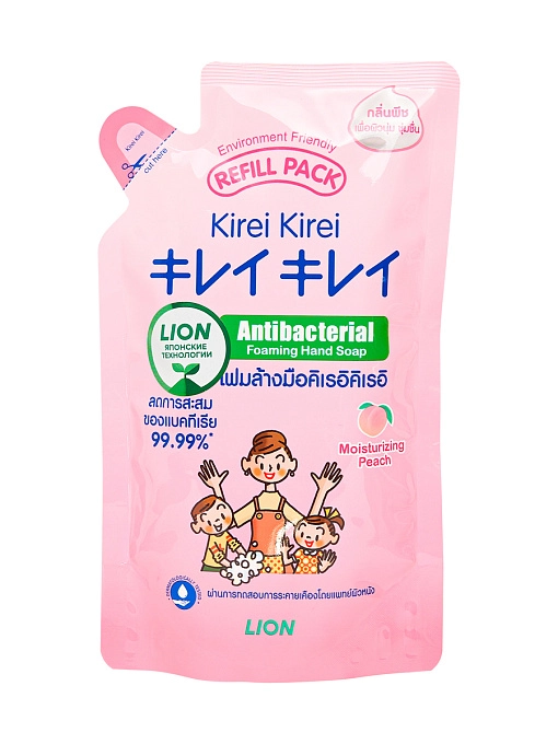 LION Kirei Kirei Мыло-пенка для рук детская от 0 до 3 лет "розовый персик" (сменный блок), 200 мл LION Kirei Kirei Мыло-пенка для рук детская от 0 до 3 лет "розовый персик" (сменный блок), 200 мл