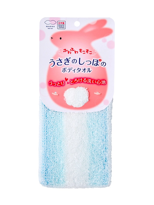 MARNA Rabbit Tail Мочалка-полотенце для тела голубая, мягкая 1 шт MARNA Rabbit Tail Мочалка-полотенце для тела голубая, мягкая 1 шт