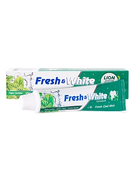 LION Fresh&White Паста зубная для защиты от кариеса со вкусом прохладной мяты, 160 г