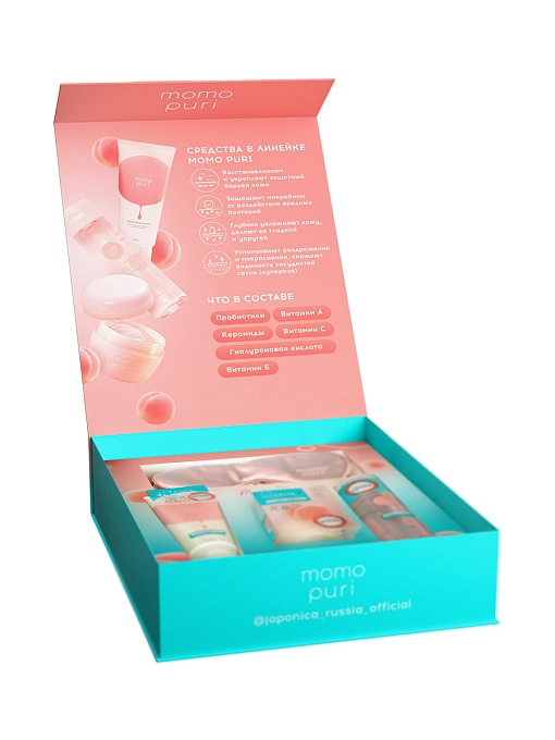 MOMO PURI Подарочный бокс с косметикой с пробиотиками и керамидами