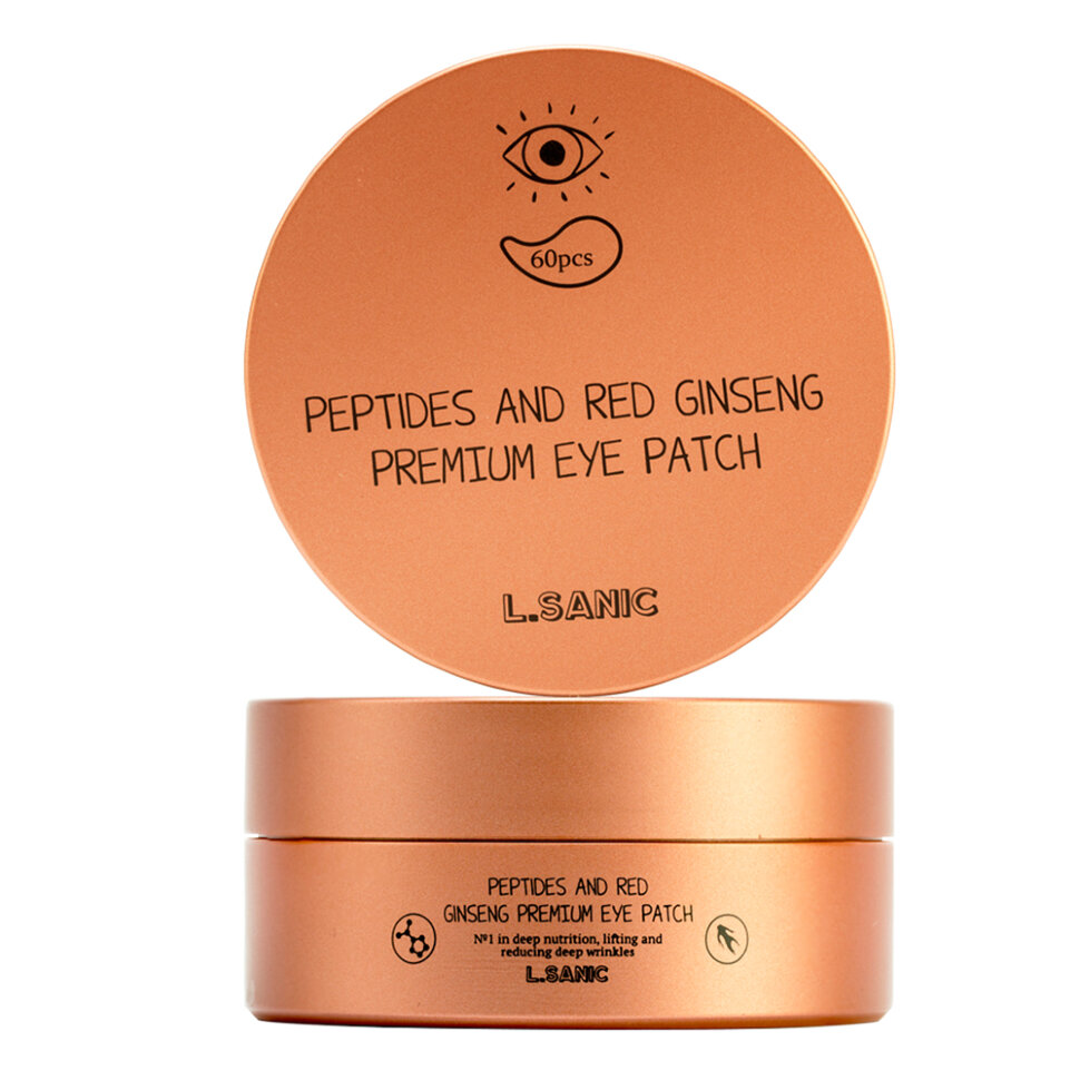 

L.SANIC Гидрогелевые патчи для области вокруг глаз с пептидами и экстрактом красного женьшеня, 60шт