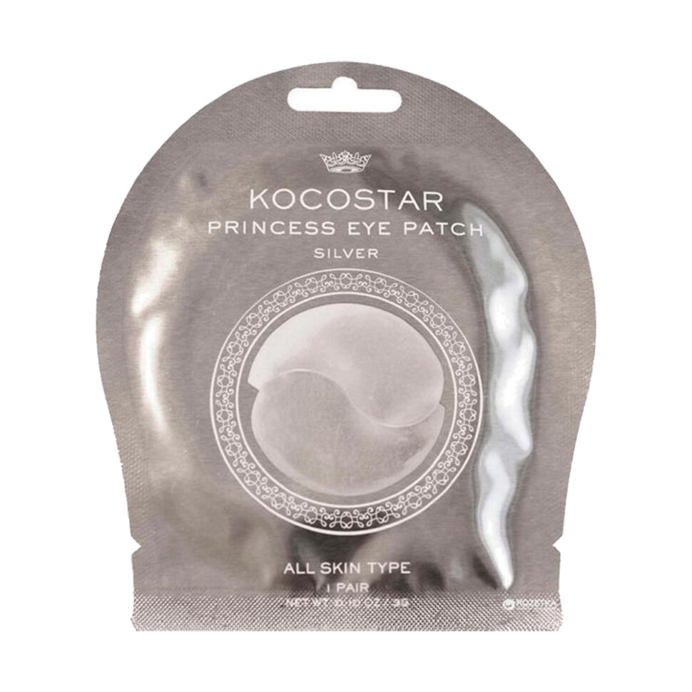 Kocostar Гидрогелевые патчи для глаз (2 патча/1 пара) 3г (Серебряные) /Princess Eye Patch (Silver) S